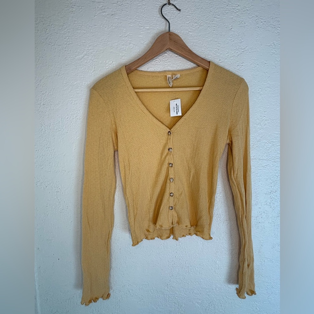 Sky And Sparrow Yellow Cropped Cardigan